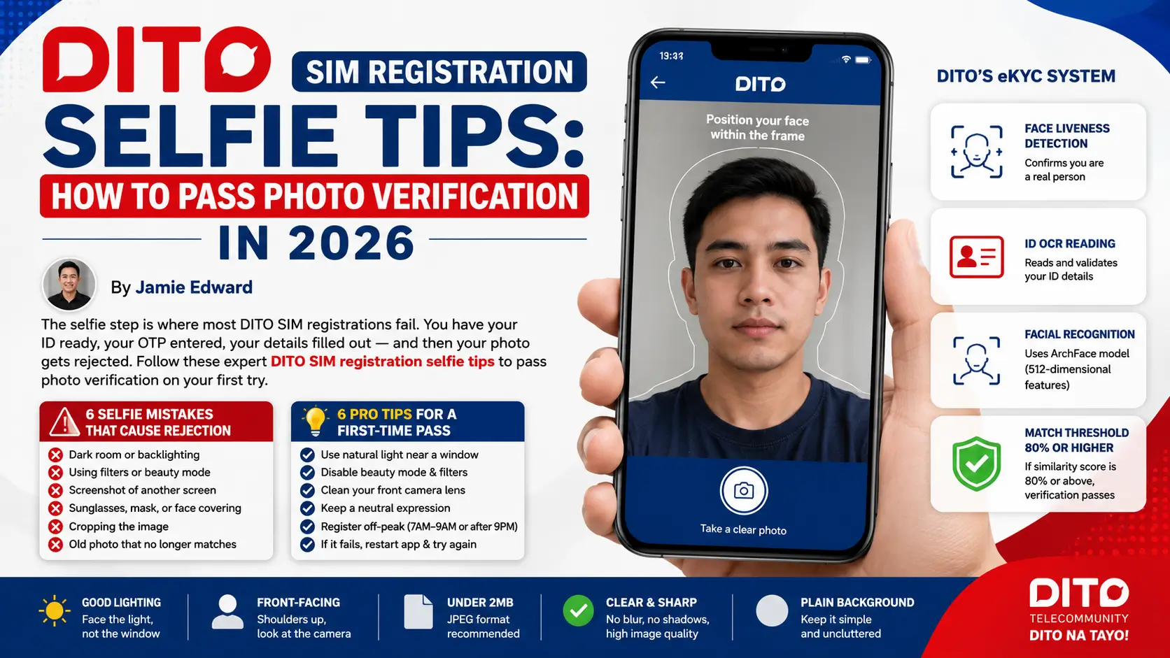 DITO SIM Registration Selfie Tips