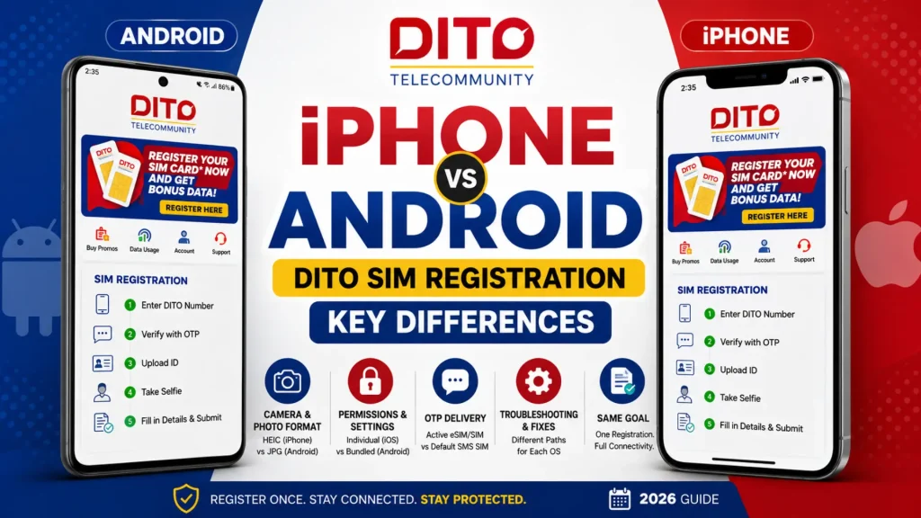 DITO SIM Registration on iPhone vs Android